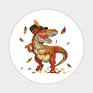 Thanksgiving T Rex Dinosaur Eating Turkey Leg Magnet